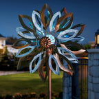 LimeHill Solar Wind Spinners Outdoor, Metal Large Wind Spinner with Stake, Garden Spinner Windmill for Yard, Gift for Family Friends (22" W x 87" H)