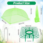 6 Sets Strawberry Plant Support with Mesh Cover - Square Gardening Frame, Animal Barrier, Iron Stakes & Storage Bag for Healthy Strawberries, Tomatoes, Veggies (Green) (6 pcs)