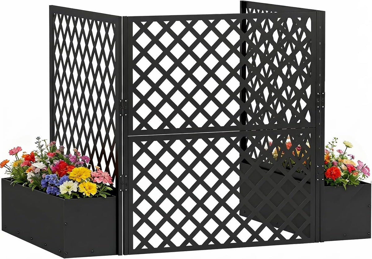 foowin air conditioner fence, 3 panels metal privacy, main product view