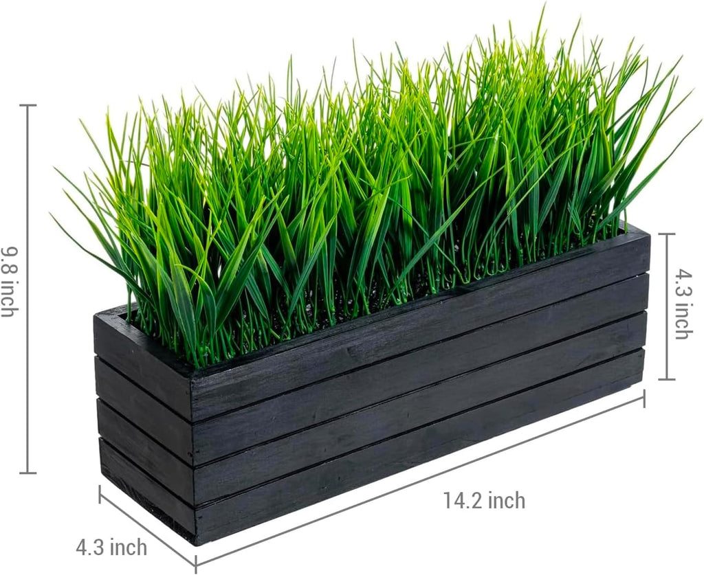 mygift 14 inch artificial green grass plant in showing dimensions