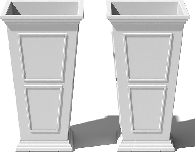 Veradek Brixton Series Tall Planter - Large Outdoor Planter for Front Porch/Patio | Crack-Resistant Plastic for All-Weather Use | Classic Estate Design for Tall Plants, Flowers, Trees