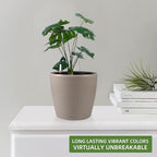 Dexceder 9x8 Inches Self Watering Planter Indoor Outdoor, Inner Pot Design, Thickened Table Flower Plant Pot with Water Level Indicator (Taupe Matte)