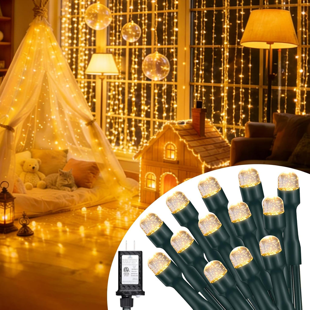 100 LED Fairy Lights 33 ft LED Twinkle Lights 8 Modes Plug-in with Memory Function Green Christmas String Light for Bedroom Xmas Tree Wreath Patio Party Spring Outdoor Decor