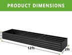 12x2x1FT Galvanized Raised Garden Bed Kit,Vegetable Boxes-Rectangle Metal Flower Box,Large Planter Raised Beds Outdoor Garden for Planting,Fruit,Herb-Black