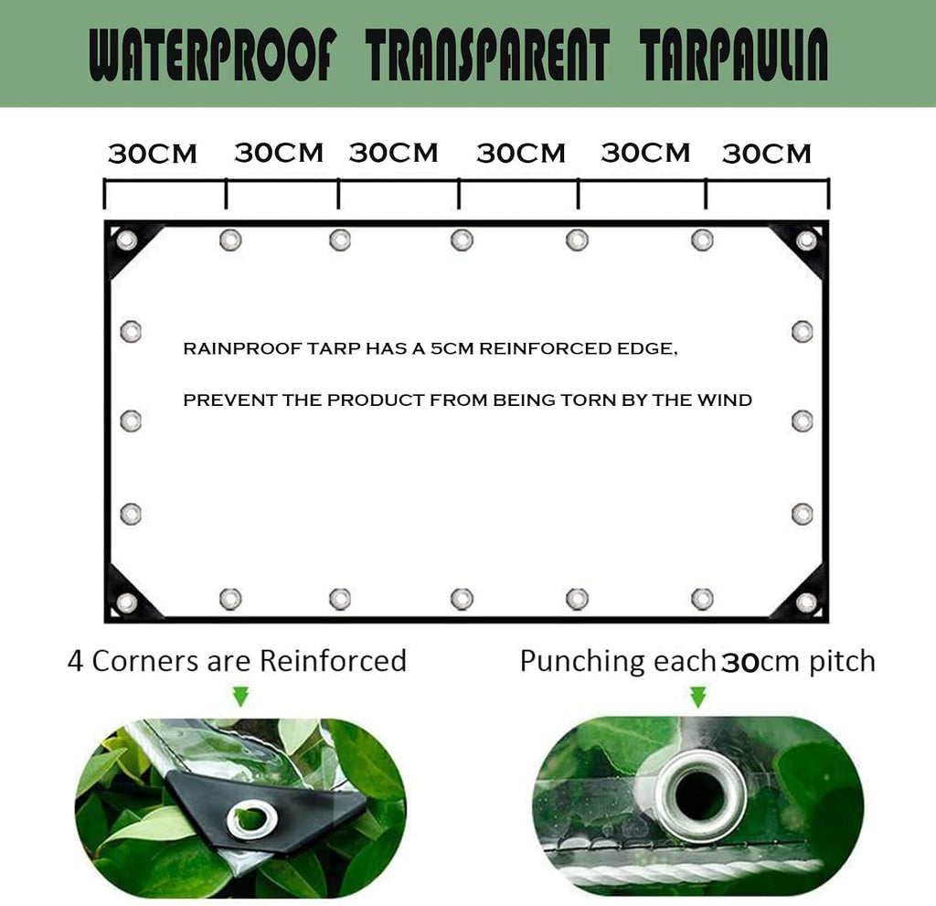 10' x12' clear waterproof tarp, pvc 14 mil shown in use