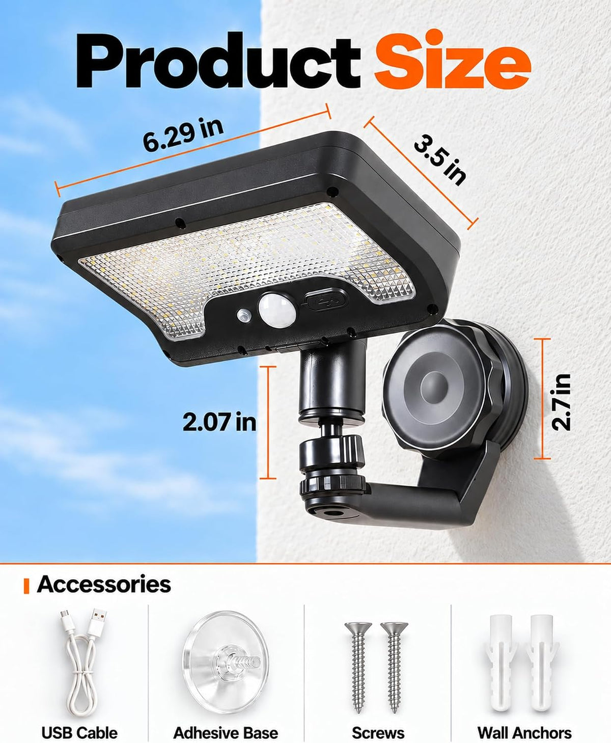luhlee magnetic solar lights outdoor,600lm motion sensor wall, view 9