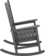 SERWALL Outdoor Rocking Chair Set of 2, HDPE Rocking Chairs for Adult, All Weather Porch Rockers for Lawn Garden, Grey