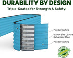 9-in-1 Galvanized Steel Raised Garden Bed // 8×2×1.5 ft Modular Planter for Gardening, Vegetables, Flowers // 18" Tall Metal Raised Garden Beds Outdoor (Teal) // Patented Design Planter Box