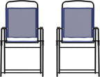 Flash Furniture Mystic Folding Patio Sling Chairs, Outdoor Textilene Lawn Chairs with Armrests, Set of 2, Navy | Textilene