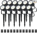 Low Voltage Safety Landscape Lights Outdoor: 7W 840LM LED Landscape Lighting with Connectors & Transformer for Tree Garden Yard Pathway | 24V Warm Yellow 3000K Spotlights | IP65 Waterproof | 12 Pack