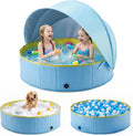Kiddie Pool with Canopy, Large Foldable Pool Detachable UPF 50+ Sunshade | 48in Pool, Removable Sunshade, Foldable, Non Slip, Swimming Pool Beach Essentials Tent with Shade for Outdoor Backyard Beach