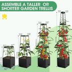 MQFORU 2Pack Raised Garden Bed Planter Boxes with Trellis, 57" Self-Watering Tomato Planter Boxes with Trellis for Climbing Vegetable and Plants, Tomato Cage for Indoor Outdoor Use