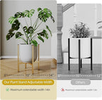 Adjustable Metal Plant Stand Indoor, Mid Century Modern Outdoor Planter Holder for 8 to 14 Inch Pots, Heavy Duty 160 LB Load, Corner Floor Stand for Home Garden Decor Golden 2 Pack