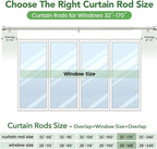 Curtain Rods for Windows 32 to 170, 1 Inch Adjustable Heavy Duty Long Window Outdoor Curtain Rod for Patio, Drapery Rods with Simple End Caps, Size 32"-170", Brushed Nickel