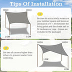 HappyTrends Sun Shade Sail,Heavy Duty UV Protection Beach Shade Canopy Wind sail,Tear and Rust Resistant Patio sail Shade for Yard Deck Lawn Garden Rectangle Sunshade(12'x 16',Grey)