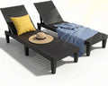 EFU Lounge Chair Outdoor, Set of 2 High-Impact PP Tanning Chairs, Black | All-Weather UV-Resistant & Waterproof Patio, Heavy Duty Pool Lounge Chairs Great for Pool & Yard, 5 Position Adjustable