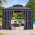 Water Proof Outside Curtains with Grommet Top for Porch, W84 x L84 Thermal Insulated Washable Light Block Outdoor Divider Drapes for Patio Gazebo Deck Pool Area Pergola Cabana (Gray, 2 Panels)