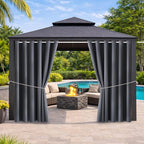 Water Proof Outside Curtains with Grommet Top for Porch, W84 x L84 Thermal Insulated Washable Light Block Outdoor Divider Drapes for Patio Gazebo Deck Pool Area Pergola Cabana (Gray, 2 Panels)