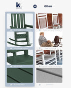 KINGYES Oversized Outdoor Rocking Chair, All-Weather Patio Rocking Chairs for Porch, HDPE Outdoor Patio Rockers with High Back & Wide Seat for Garden, Lawn, Green