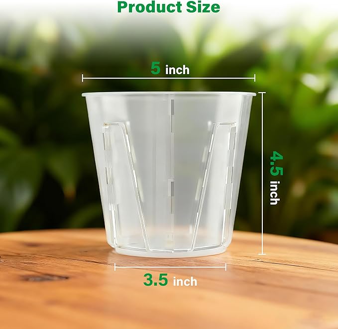 5 Inch Side-Open Orchid Pots 12 Pack, Clear Plastic Nursery Planters with Detachable Side Walls for Easy Repotting, Breathable Slotted Flower Pots with Drainage for Root Health