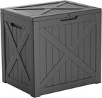 DRATO 33 Gallon Deck Boxes Resin Outdoor Storage Box UV Resistant Outside Deck Box with Lockable Lid for Patio Furniture（Black，33 Gallon）
