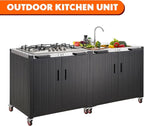 Gas Grill, Movable Outdoor Gas Stove Stainless Steel Top with Cabinet, 5 Burners with 36,200 BTUs, Outdoor Propane Grill for Outdoor Cooking, Ideal for Lawn & Garden, L35.4 x W24