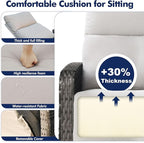 Outdoor Recliner Chair, Wicker Patio Recliners with Adjustable Backrest and Extended Foot Rest, Reclining Patio Chairs with Flip Table & Removable Cushion Cover for Porch