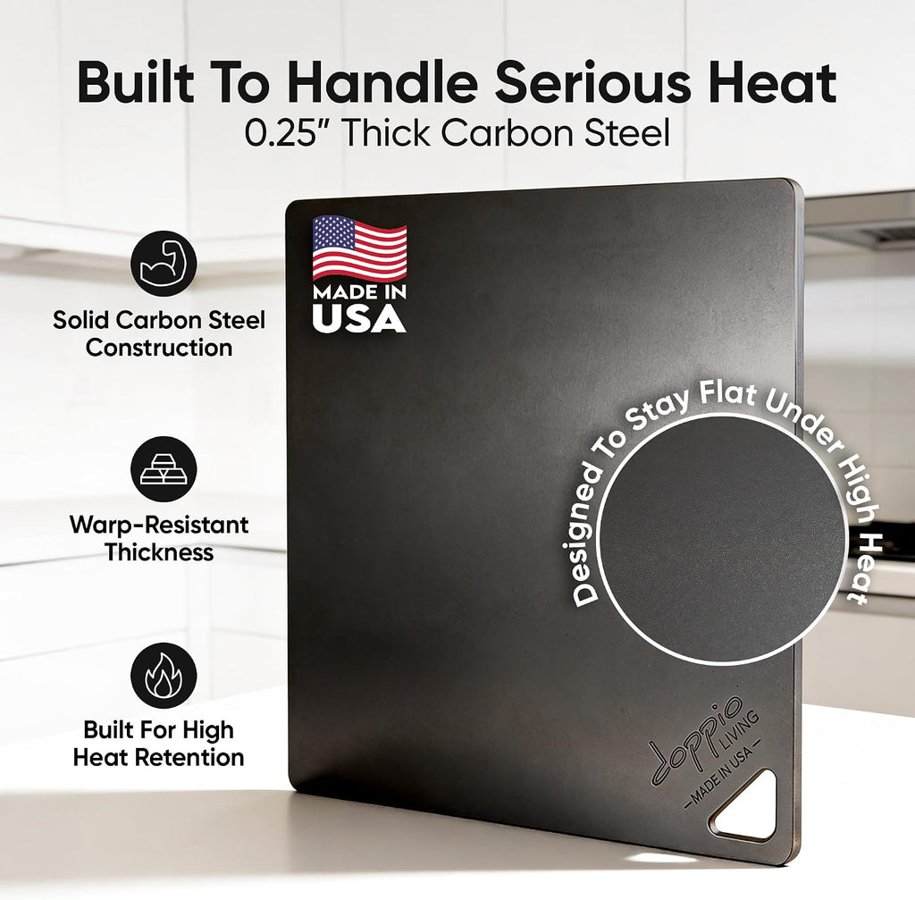 Pizza Steel for Oven | Made in USA | 16" x 14.25" | Pre-Seasoned Baking Steel for Bread, Pizza, Sourdough & More | Premium Quality Crust at Home | Use in Oven, Grill, BBQ | 1/4" Thick