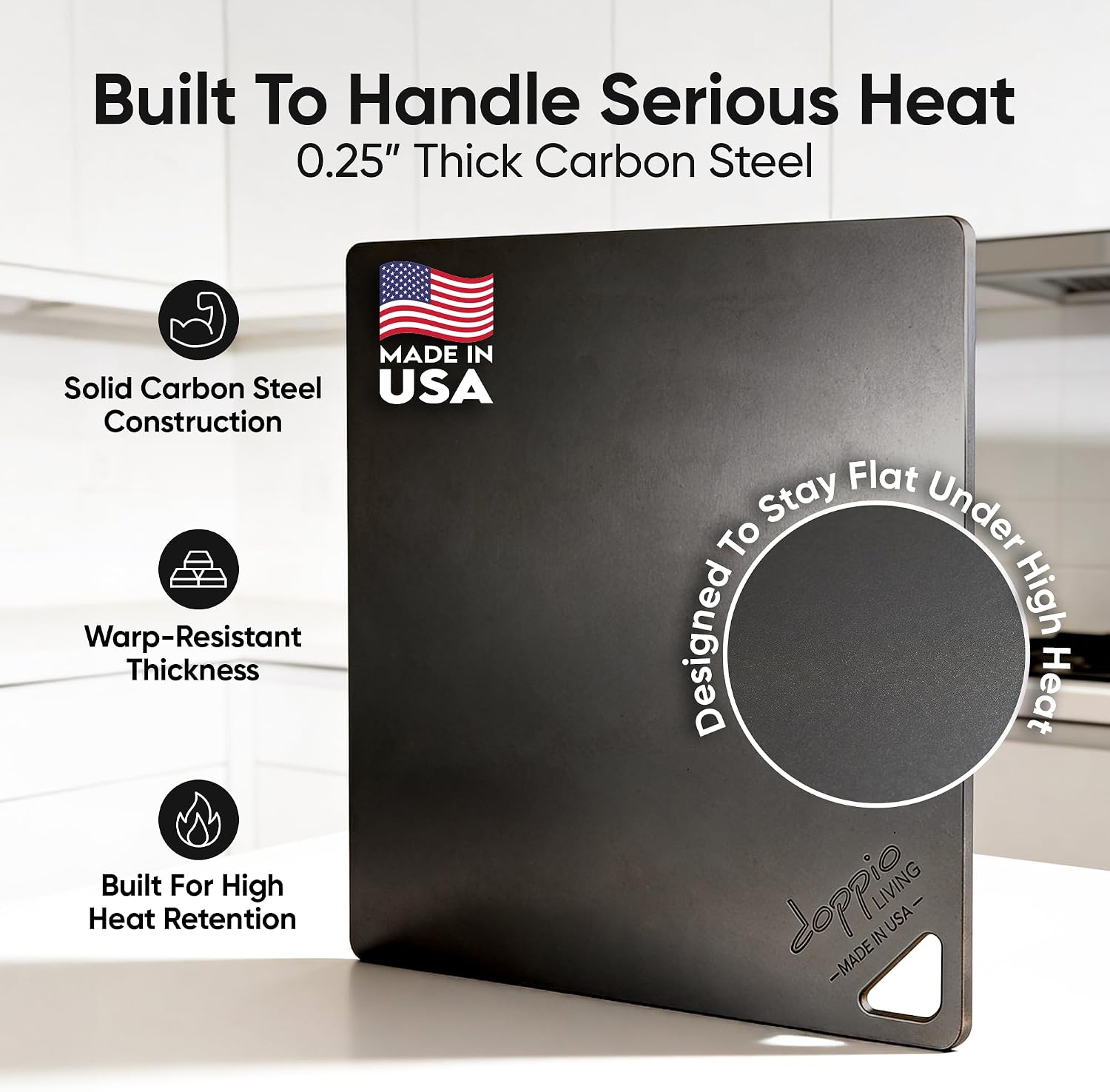 Pizza Steel for Oven | Made in USA | 16" x 14.25" | Pre-Seasoned Baking Steel for Bread, Pizza, Sourdough & More | Premium Quality Crust at Home | Use in Oven, Grill, BBQ | 1/4" Thick