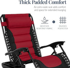 Best Choice Products Oversized Padded Zero Gravity Chair, Folding Outdoor Patio Recliner, XL Anti Gravity Lounger for Backyard w/Headrest, Cup Holder, Side Tray, Polyester Mesh - Burgundy