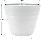PSW Pot Collection FM30TP 12-inch Plastic/Stone/Wood Composite Large Ribbed Planter – No Drainage Hole (Drillable), Indoor/Outer Garden Pot for Foliage, Trees, Flowers, Ferns, Taupe