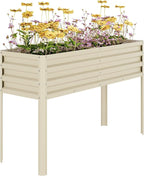 Galvanized Raised Garden Bed with Legs, 50×17×32 in Large Elevated Planter Box for Outdoor Plants, Sturdy Metal Raised Garden Beds for Vegetables, Flowers & Herbs, Backyard, Patio, Beige