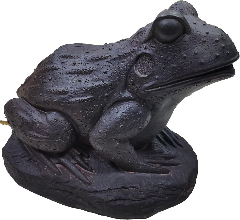 Resin Frog Water Spitter Statue - Aerating Pond Fountain Pump Attachment, Black Rustic Garden Decor