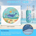 6.5 X 6.5Ft Baby Beach Pool, 2 in 1 Square Portable Toddler Beach Puddle | Cartoon Ocean Theme, Waterproof & Sandproof, Cute Toddler Paddling Pool Beach Blanket with Carrying Bag for Boys Girls, Green