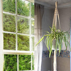 3 Pack Macrame Plant Hanger Indoor Hanging Planter for Plants Holder, Hanging Pot Holder Macrame Decorative Flower Pot Holder with 3 Hooks for Indoor Outdoor Boho Home Décor, Ivory (POTS NOT INCLUDED)