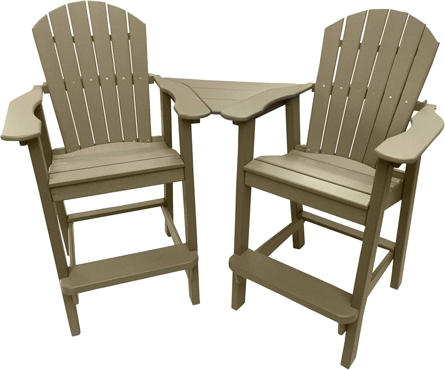 Recycled Poly Resin Balcony Chair Settee | Durable and Eco-Friendly Adirondack Armchair and Removable Side Table | This Patio Furniture is Great for Your Lawn, Garden, Swimming Pool, Deck.
