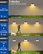 Peasur Solar Lights Outdoor Motion Sensor Waterproof, 6Pack 140LED Brown Solar Powered Fence Light, 3 Modes Security Wall Lights for Garden Yard Outside(Warm White)