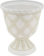 Arcadia Garden Products PL61BG Lattice Plastic Garden Urn, Classic Decorative Garden Pot Planter for Indoor and Outdoor Plants, Beige