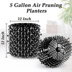 5 Gallon Air Pruning Containers, Roots Control Planter New Plastic Nursery Pots Fruit Vegetable Orchard Garden Self-Planting Pots, Size 12"x12", Black, (10P)