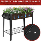 32" rolling raised garden bed with wheels, metal showing dimensions