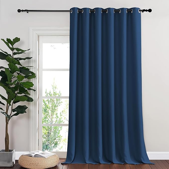 NICETOWN Blackout Curtains - Privacy Thermal Efficiency Backdrop Curtains for Bedroom Room Divider Living Room Patio Sliding Glass Door, Wide 80 x Long 144 inch, Moroccan Blue, 1 Panel