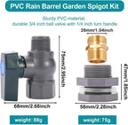 BILAL 2 Set 3/4 Inch Rain Barrel Spigot Kit with Bulkhead Fitting, 2 Set | Water Barrel PVC Garden Diverter Kit Hose Faucet Adapter for Water Tanks, Aquariums, Tubs, Pool, Garden Barrel