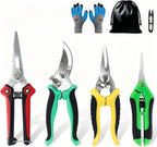 5-Piece Garden Pruning Shears Set with Gloves & Storage Bag, Stainless Steel Gardening Scissors Kit, Sharp Non-Slip Clippers for Trimming Flowers, Herbs, Small Branches