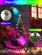ZYAN Solar Color Changing RGB Spotlights with Remote, 12000mAh Separate Monocrystalline Panels & USB-C Powered, Auto On Off, Outdoor IP65 Waterproof for Patio Yard Path (100 Lumens × 8 Pack)