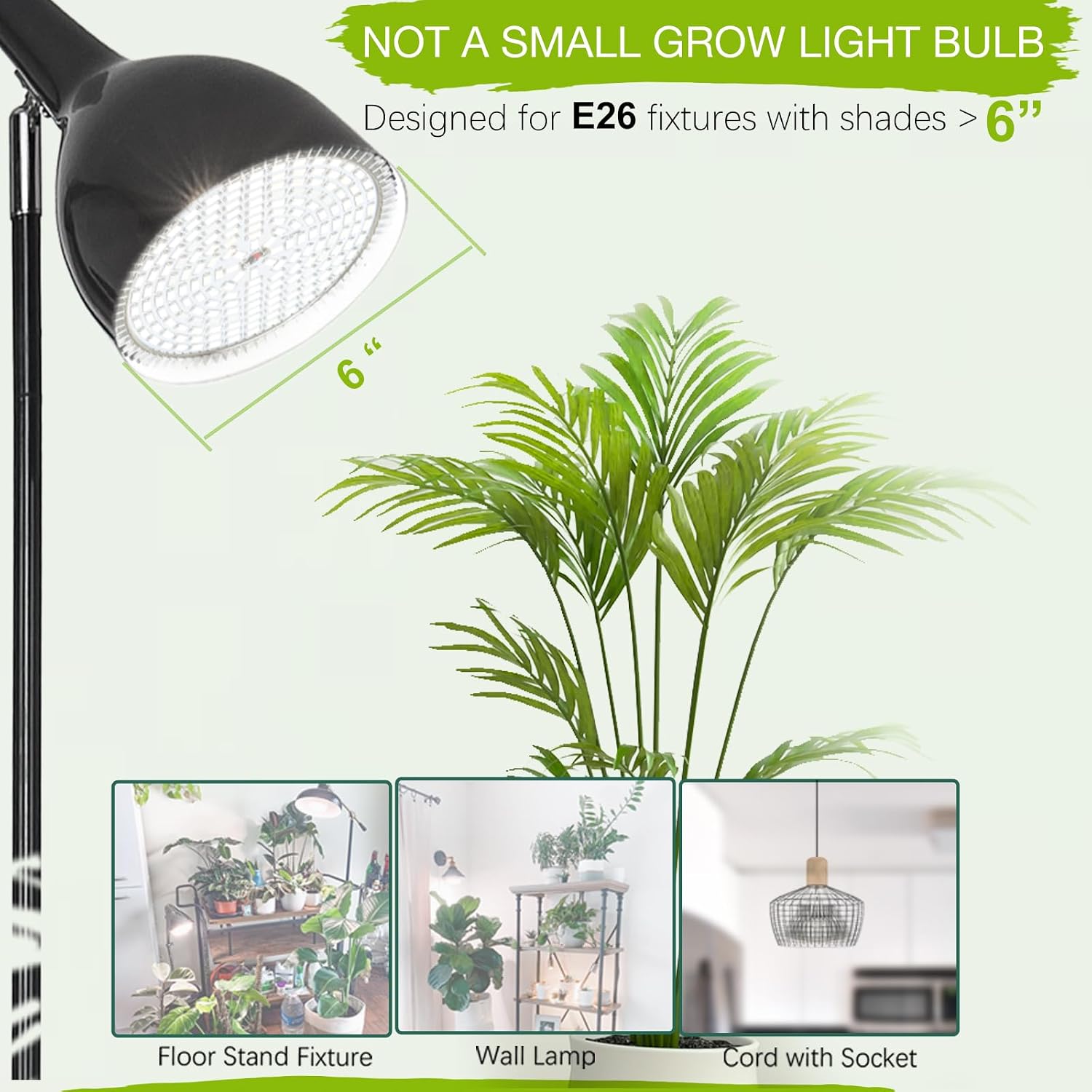 Lonwon Grow Light Bulb, Plant Light Bulb, E26 Grow Bulb Full Spectrum | LED Grow Lights for Indoor Plants, 30W Plant Lights for Indoor Growing and Regular Lamp, 4000K Warm, PAR 38 Bulb, 1-Pack