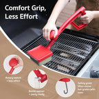 GASPRO Grill Brush Bristle Free for Outdoor Grill, BBQ Grill Cleaning Brush with Replaceable Scrub Sponge Head & Scraper, Ergonomic Handle, Safe for Stainless Steel, Cast Iron & Porcelain Grate