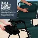 Best Choice Products Set of 2 Extra Wide Adjustable Steel Mesh Zero Gravity Lounge Chair Recliners w/Pillows and Cup Holder Trays - Forest Green