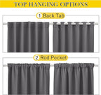 NICETOWN 2 Panels Outdoor Curtains Waterproof Pocket & Back Tab on Top & Bottom, Thermal Insulated Fixed Windproof Blackout Outdoor Drapes Privacy for Patio with Rope for Fixed, W52 x L95, Grey
