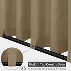 Easy-Going Outdoor Patio Curtains Detachable Tab Top Windproof Weatherproof Curtain for Cabana, Porch, Pergola and Gazebo, Tab Bottom Drape, 2 Panels, 110W x 96L inch, Khaki