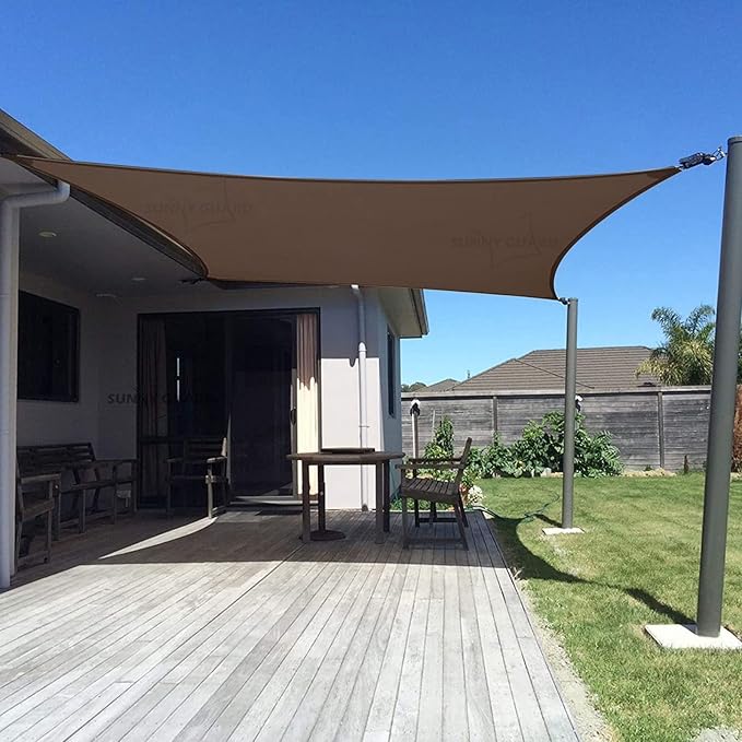 SUNNY GUARD Sun Shade Sail 16' x 20' Rectangle Brown UV Block Sunshade for Backyard Yard Deck Patio Garden Outdoor Activities and Facility(We Make Custom Size)